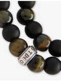 Thomas Sabo beaded bracelet obsidian tiger-eye 19cm, imported from the UK