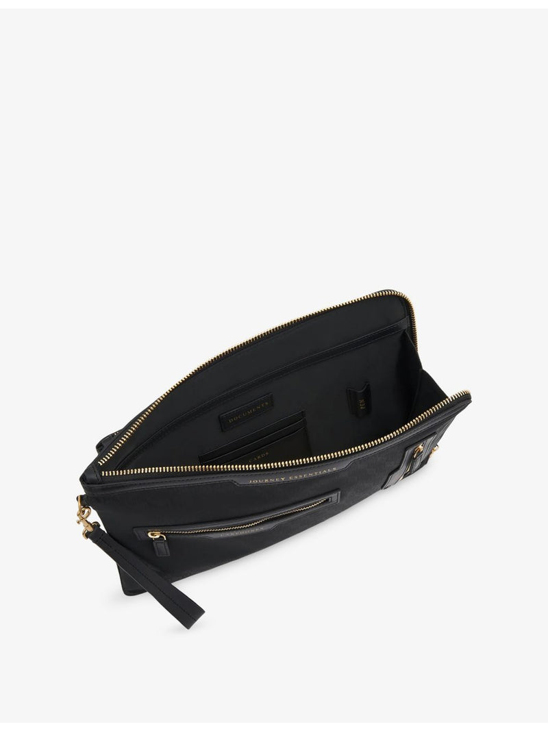 Anya Hindmarch woven pouch Journey Essentials with leather trims - British product