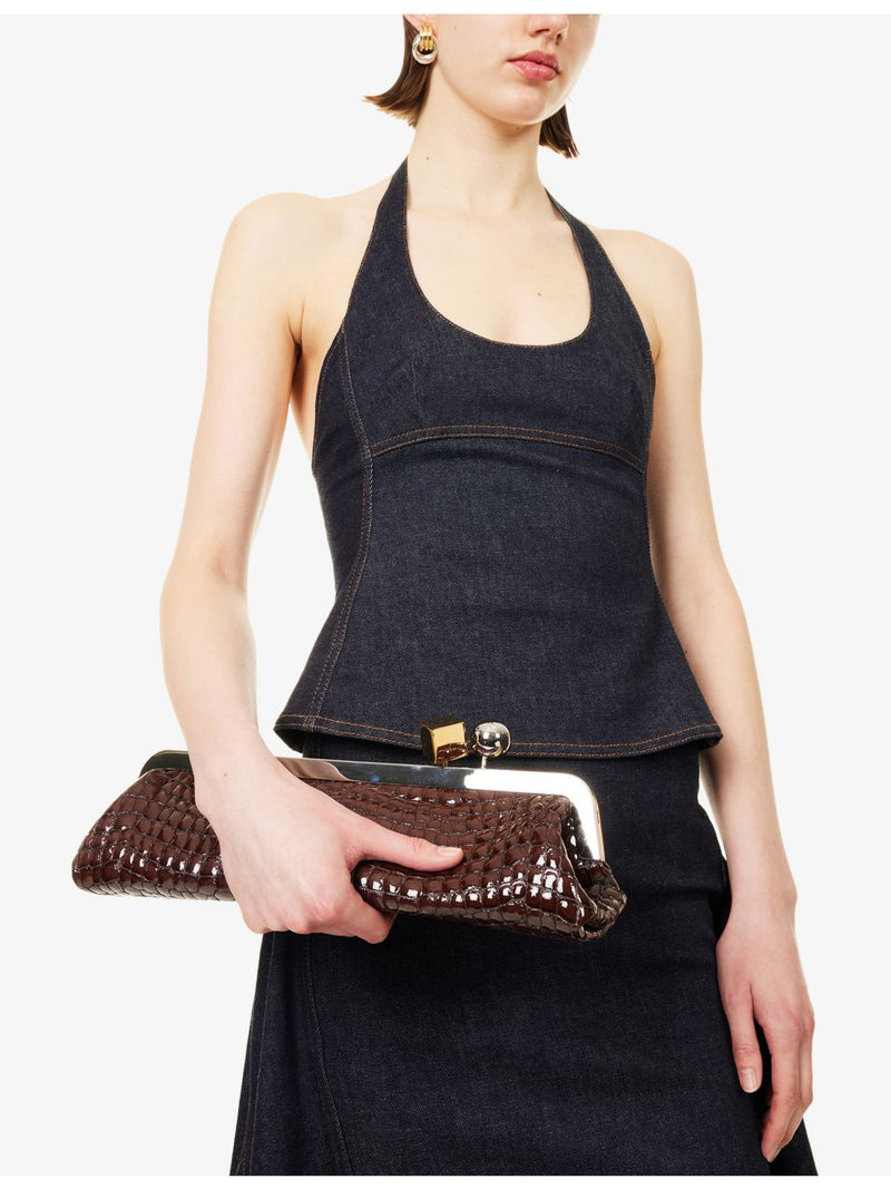 Jacquemus leather clutch bag 35cm croc-embossed, UK version