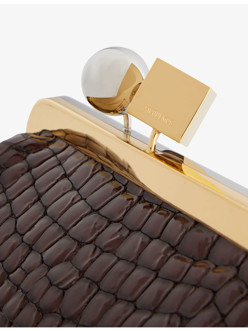Jacquemus leather clutch bag 35cm croc-embossed, UK version