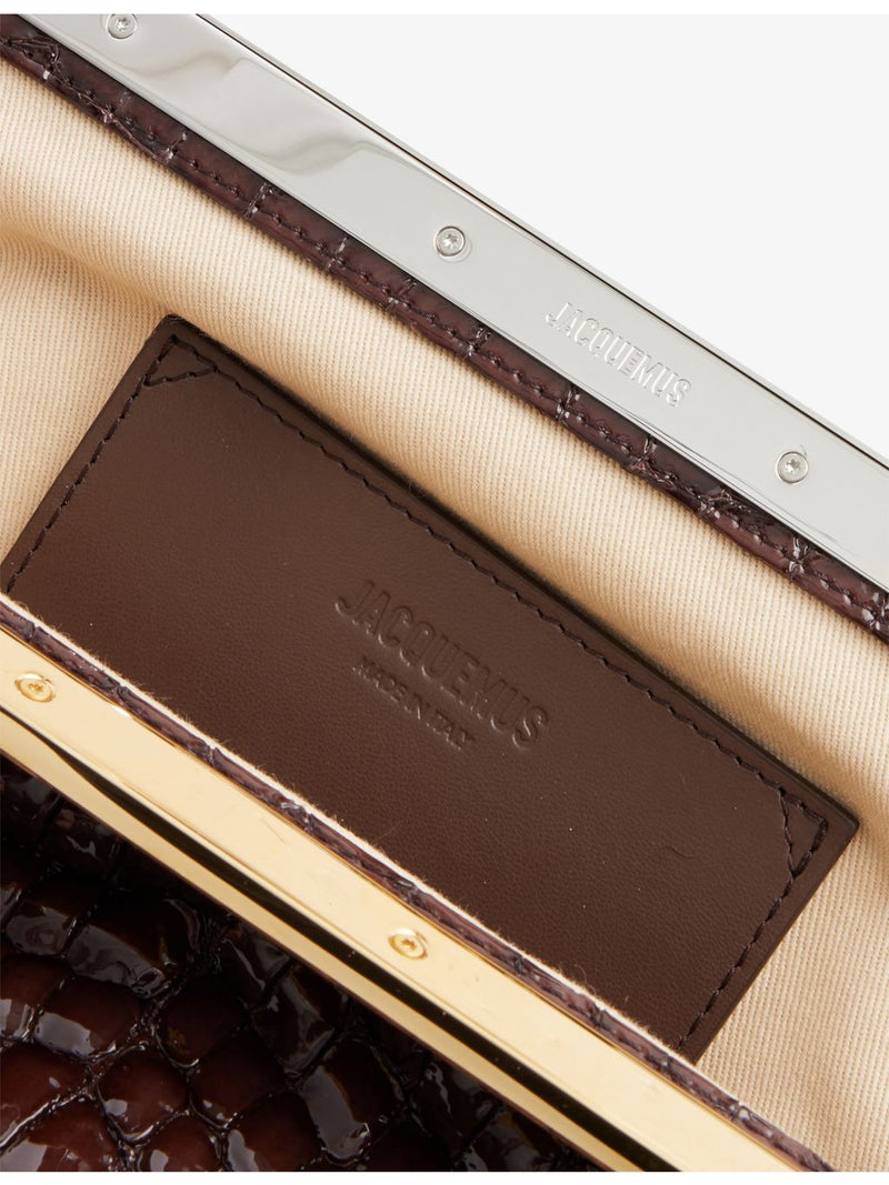 Jacquemus leather clutch bag 35cm croc-embossed, UK version
