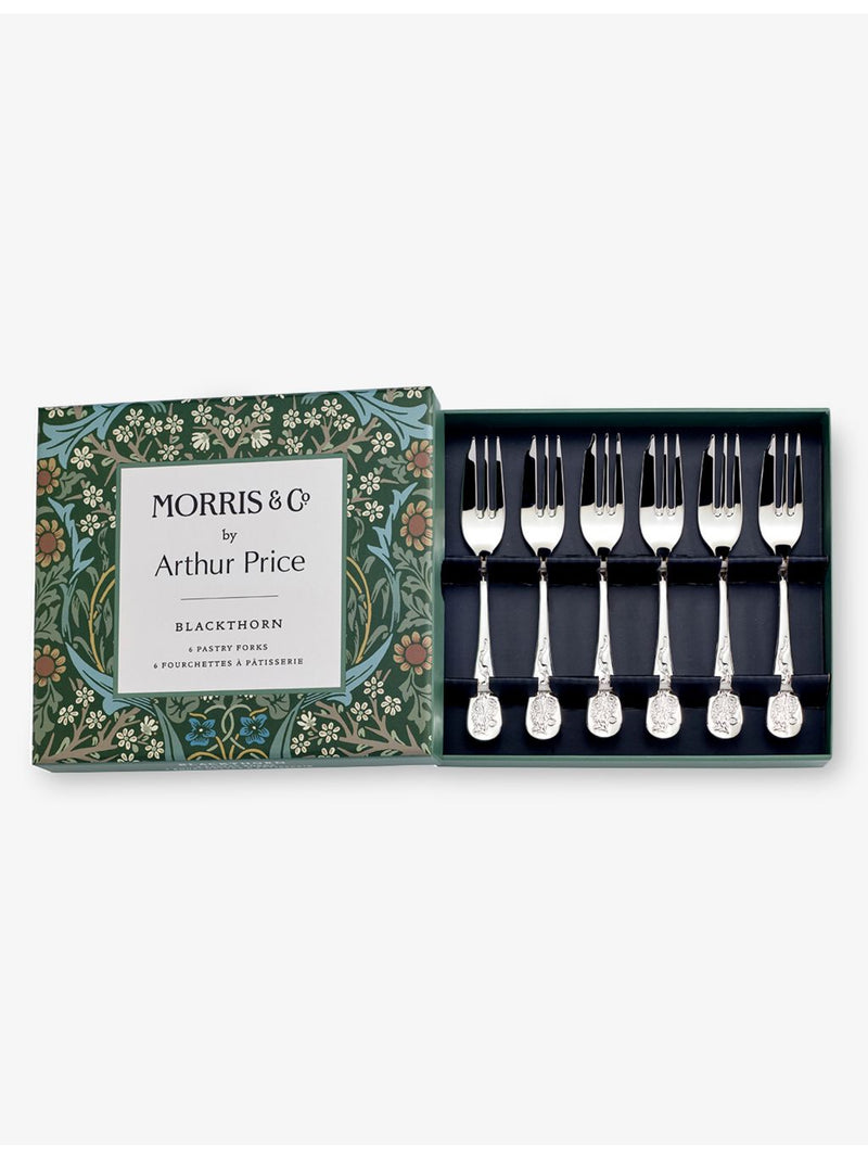 Morris & Co. Blackthorn pastry forks set of six stainless steel (British brand)