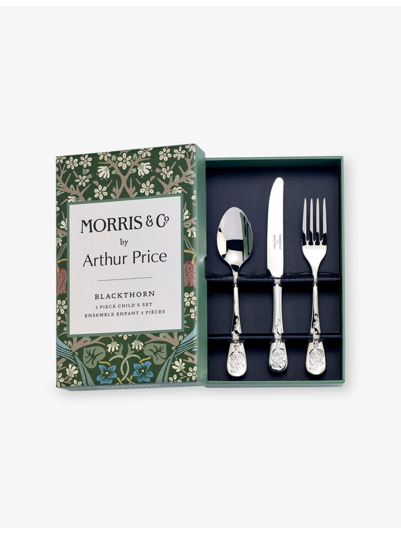 Arthur Price child's cutlery set Morris & Co. Blackthorn 3-piece (British brand)