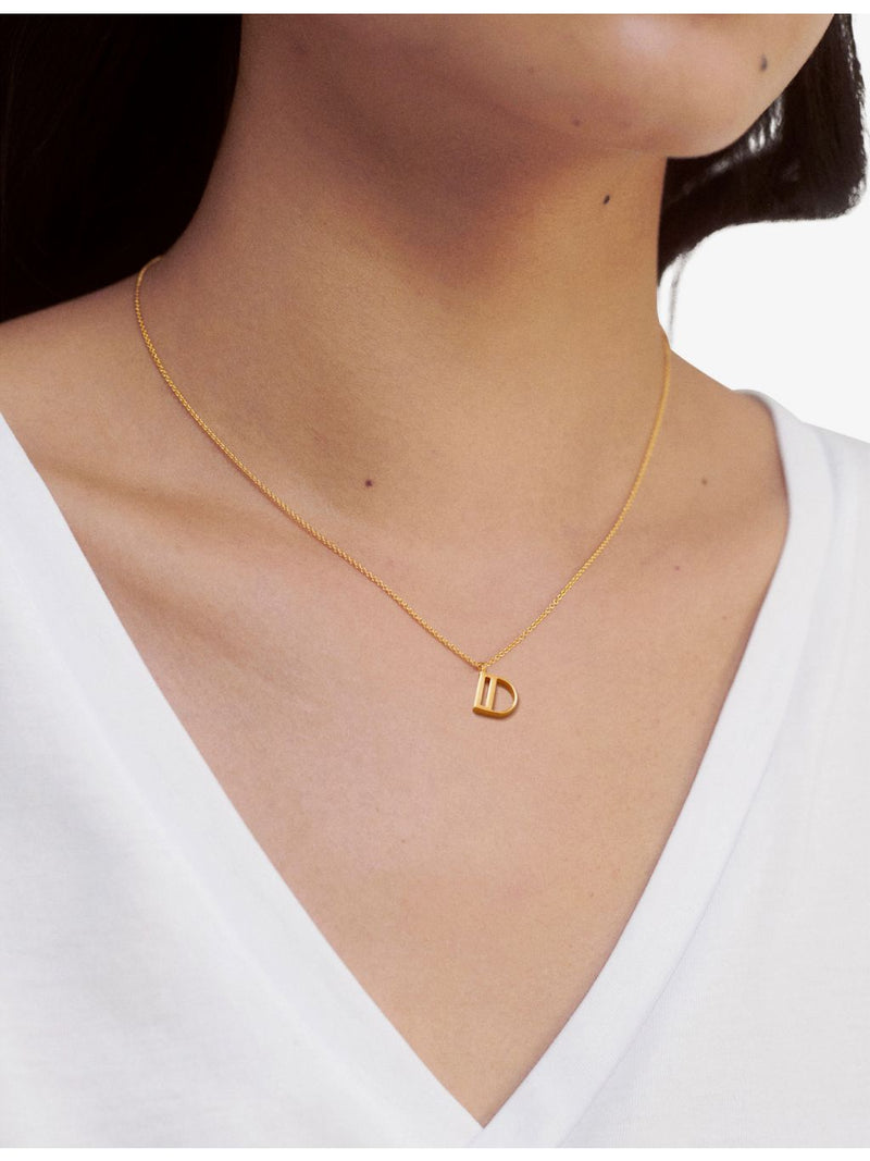 Monica Vinader Initial D 18ct gold vermeil sterling silver necklace (British brand)