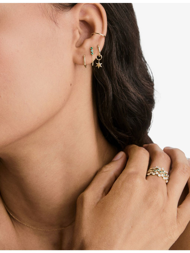 Mejuri Trio Chain lab-grown emerald stud earring (British brand)