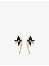 selfridges Shaun Leane Black Orchid Talon 18ct Yellow Gold Vermeil and Diamond Drop Earrings- Buy online at McGrocer