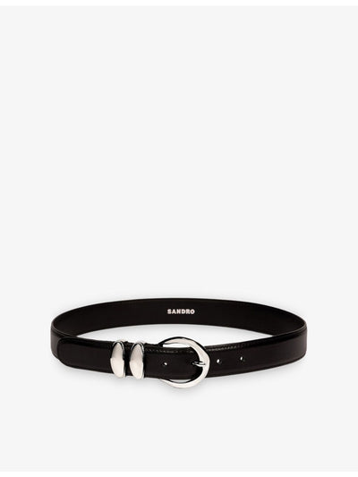 selfridges Sandro Smooth Buckle-Embellished Leather Belt- Buy online at McGrocer