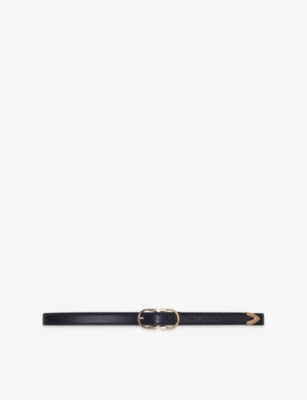 selfridges Maje Double-Buckle Leather Belt, 2cm Width- Buy online at McGrocer