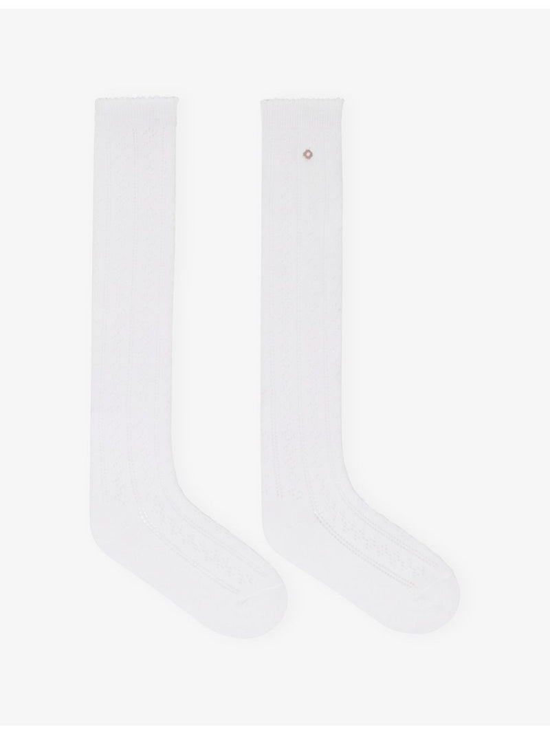 Maje pointelle cotton-blend knee-high socks - British product