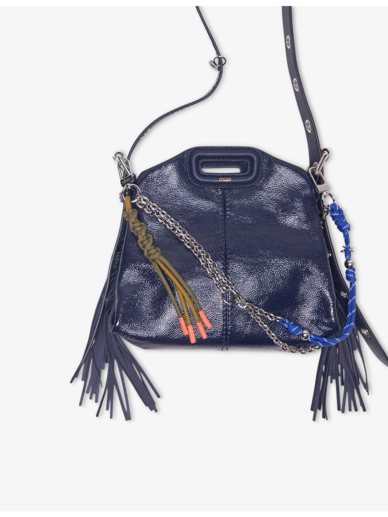Maje chain cord bag charm with gold-tone chain, imported from the UK