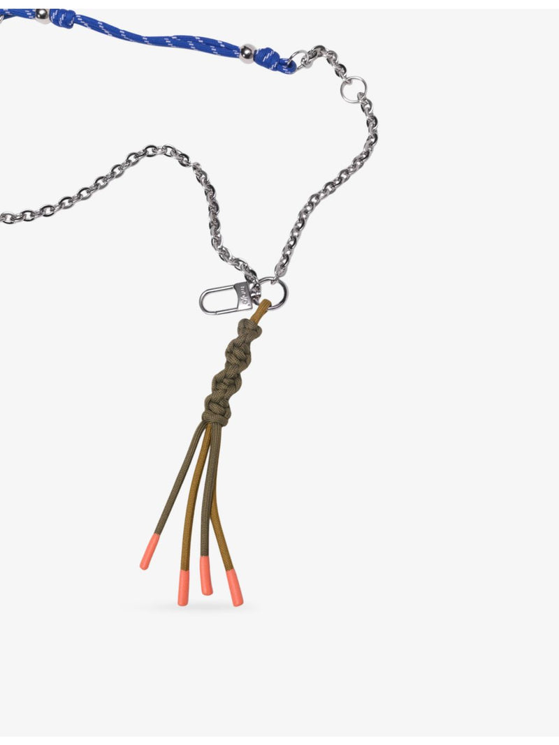 Maje chain cord bag charm with gold-tone chain, imported from the UK