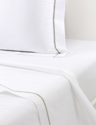 Yves Delorme Athena Kaki Cotton Flat Sheet