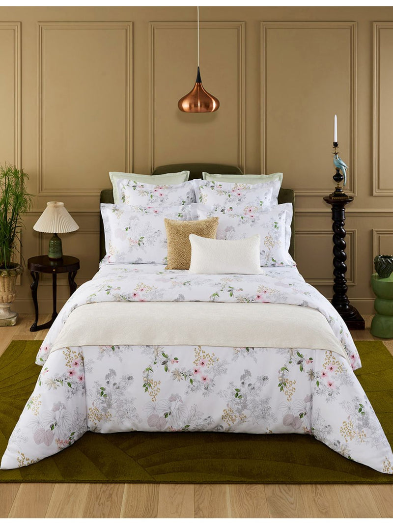 Yves Delorme Orchidee floral-print Oxford cotton-sateen pillowcase 65cm (British brand)
