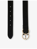 Whistles suede belt with double-ring gold-tone buckle 3cm (British brand)