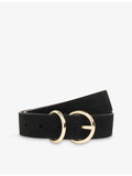 Whistles suede belt with double-ring gold-tone buckle 3cm (British brand)