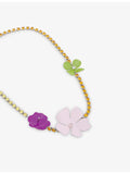 Marni brass necklace with hand-enamelled flowers and rhinestones, UK version