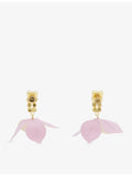 Marni poplin flower rhinestone earrings 24ct gold-plated brass - British product