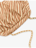 Reiss zebra-print raffia clutch bag with chain strap (British brand)