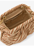 Reiss zebra-print raffia clutch bag with chain strap (British brand)