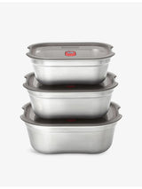selfridges black+blum Multifunction Meal Prep Stainless Steel Food Storage Boxes Set of 3 (600ml, 900ml, 1200ml)- Buy online at McGrocer