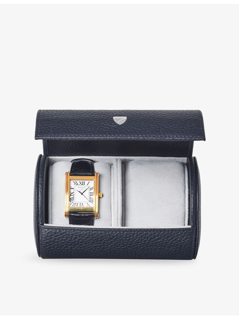 Aspinal of London leather double watch box with suede lining, UK version