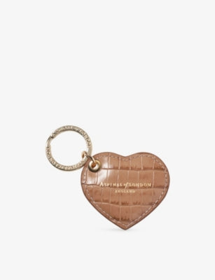 Aspinal of London heart-shaped croc-embossed leather keyring, UK version