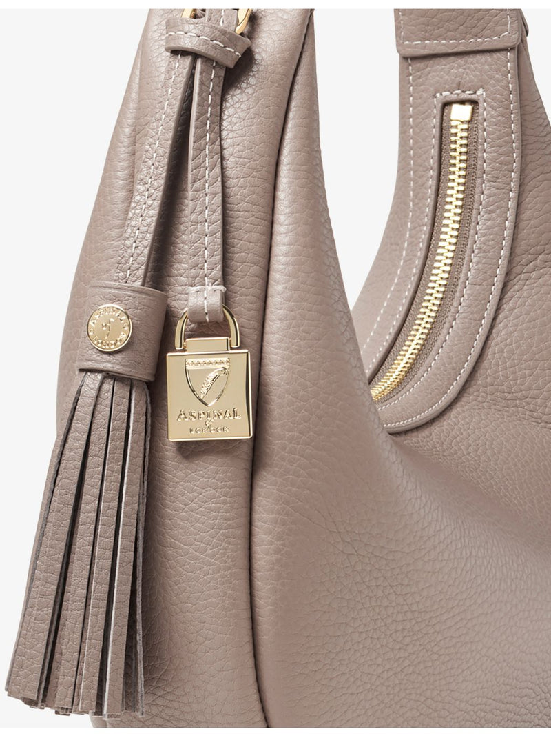 Aspinal of London Soho Crescent leather shoulder bag, imported from the UK