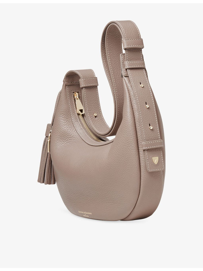 Aspinal of London Soho Crescent leather shoulder bag, imported from the UK