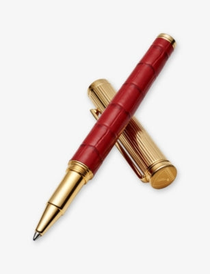 Aspinal of London leather and brass rollerball pen - British product