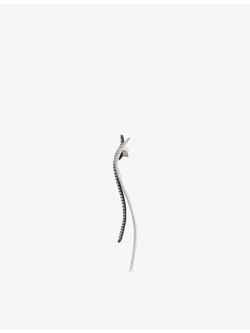 Myriam Soseilos lab-grown white sapphire earrings, 8cm length, (British brand)