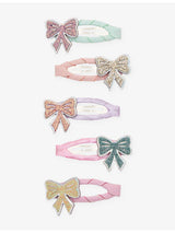 selfridges MIMI & LULA Sparkle Bow Set of Five Hair Clips- Buy online at McGrocer