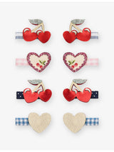 selfridges Mimi & Lula Cherries and Hearts Set of Eight Fabric Hair Clips- Buy online at McGrocer