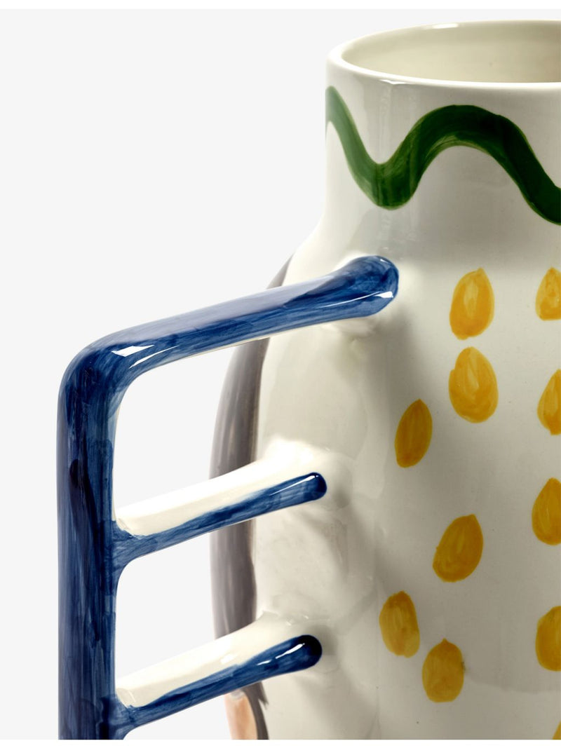 Serax hand-painted ceramic vase with sculptural handle - British product
