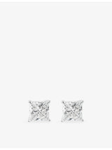 selfridges The Diamond Lab Timeless Princess-Cut 18ct White Gold and 8.03ct Lab-Grown Diamond Stud Earrings- Buy online at McGrocer