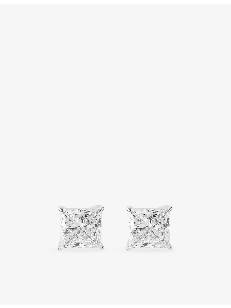 The Diamond Lab princess-cut 8.03ct lab-grown diamond stud earrings - British product