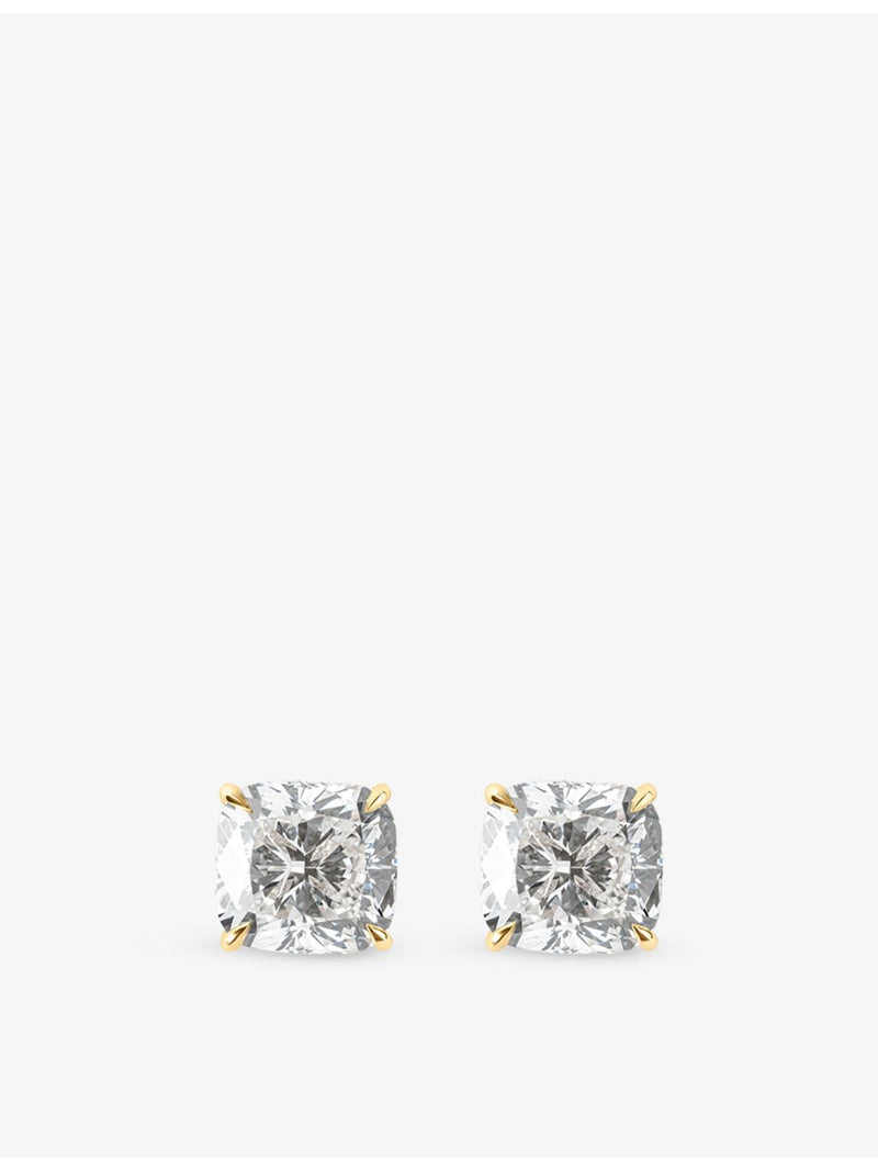 Diamond Lab 18ct yellow gold cushion-cut diamond stud earrings 8.09ct (British brand)