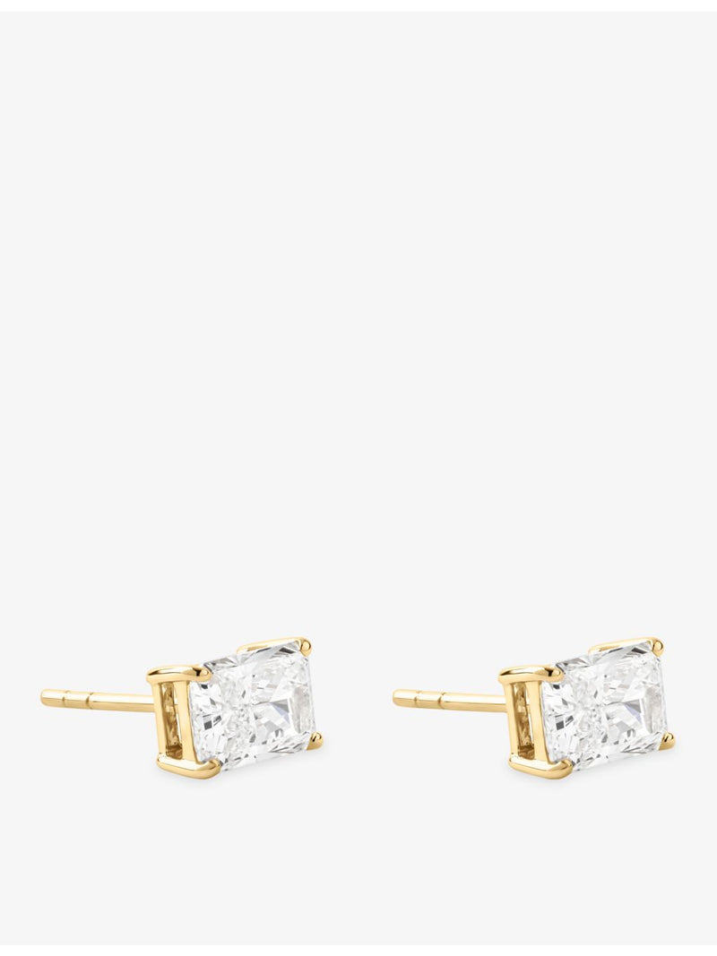 The Diamond Lab 18ct yellow gold radiant-cut diamond stud earrings - British product