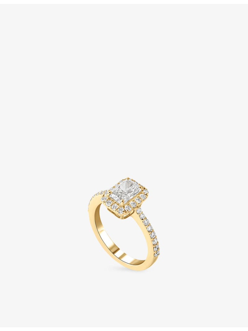 The Diamond Lab 18ct yellow-gold halo ring, 1.65ct lab-grown diamond - British product