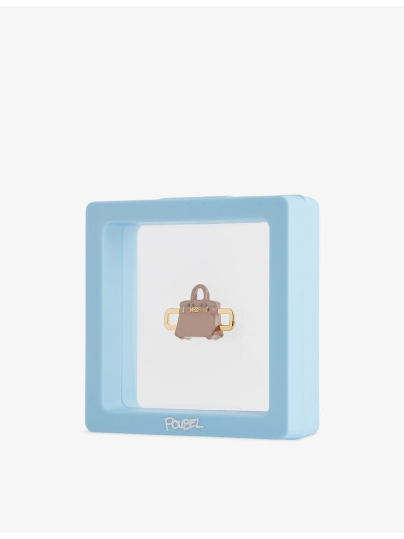 Poubel handbag charm in 14ct gold-plated sterling silver with enamel (British brand)