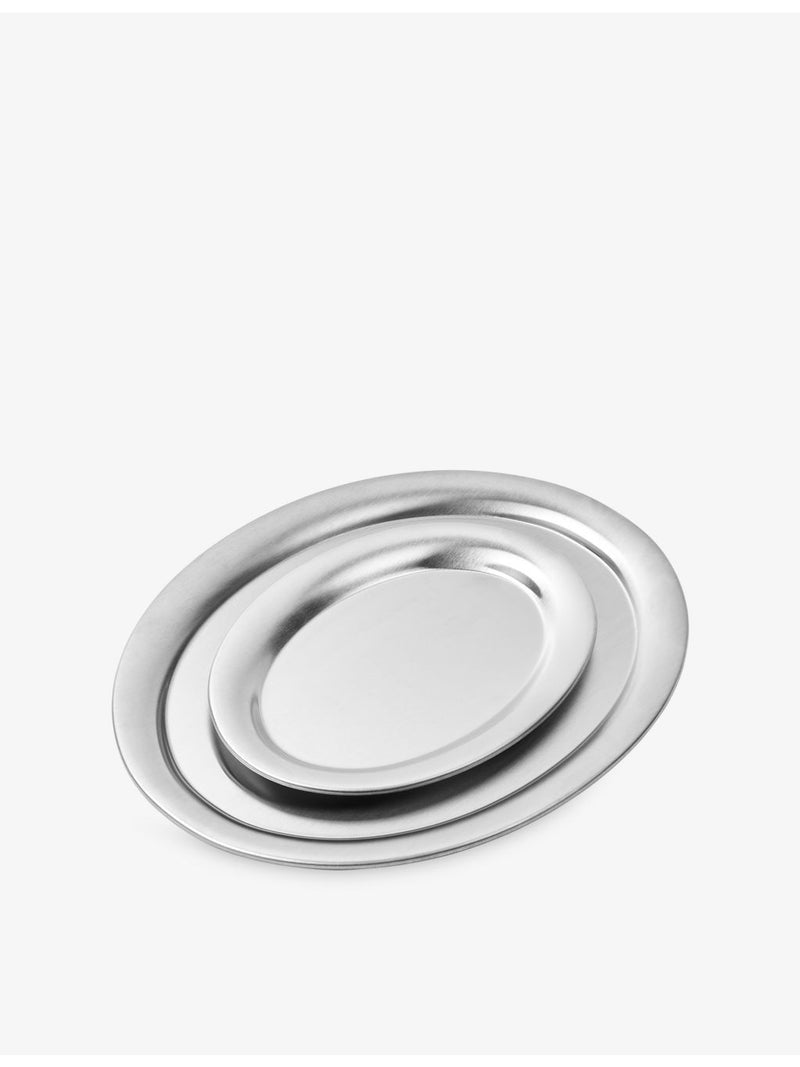Service stainless steel oval tray set small and large - British product