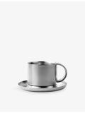 Service Projects Arlo 03 brushed stainless-steel cup and saucer set 230ml - British product