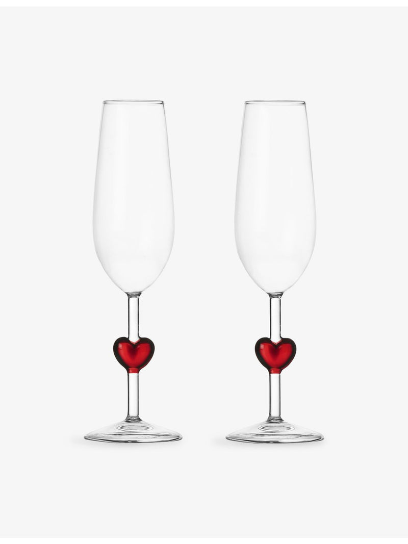 Ichendorf Cuore champagne flutes heart design set of two, UK version