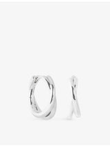 selfridges Astrid & Miyu Illusion Twist Rhodium-Plated Sterling-Silver Hoop Earrings- Buy online at McGrocer