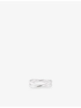 selfridges Astrid & Miyu Illusion Twist Rhodium-Plated Sterling Silver Band Ring- Buy online at McGrocer