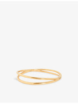 selfridges Astrid & Miyu Illusion Twist 18ct Yellow Gold-Plated Brass Bangle- Buy online at McGrocer