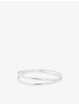 selfridges Astrid & Miyu Illusion Twist Rhodium-Plated Brass Bangle- Buy online at McGrocer