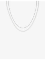selfridges Astrid & Miyu Illusion Double Chain Rhodium-Plated Brass Necklace- Buy online at McGrocer