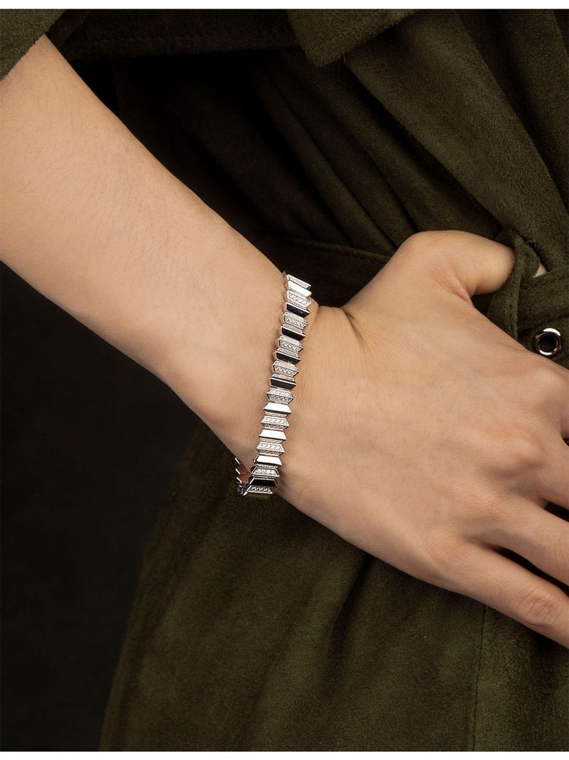 APM Monaco Up And Down sterling silver cubic zirconia bracelet (British brand)
