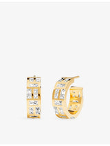 selfridges APM Monaco Ice Hoop 18ct Yellow-Gold Plated Alloy and Cubic Zirconia Earrings, Small- Buy online at McGrocer