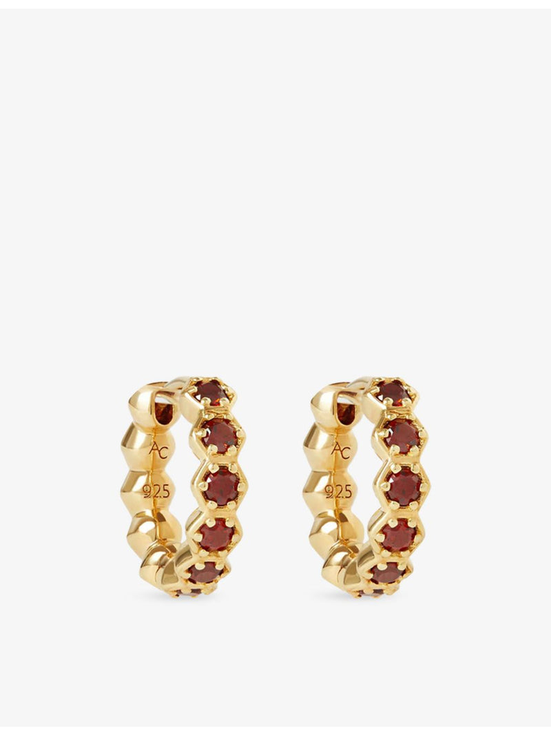 Astley Clarke gold and red garnet huggie earrings - British product
